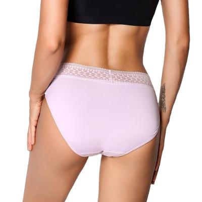 China Women's High Elastic Period Panties Breathable 4 Layer Cotton Hippy Lace Seamless Menstrual Panties Leak Proof Menstrual Period Panties for sale