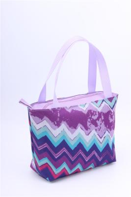 China Purple Waves Printing Insulated Girls'  Lunch Tote Measured 23 * 11 * 20cm for sale