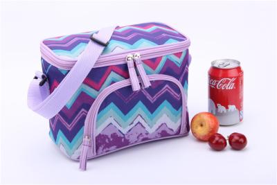 China Purple Wave Print Insulated Promotional Small Lunch Bags Measured 24.5 * 14 * 16cm for sale