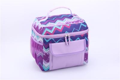 China Purple Polyester Cooler Bag Insulated Cooler Bag Zipper Double Mesh Pockets for sale