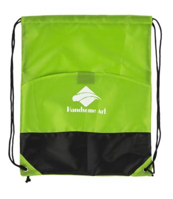 China Waterproof Polyester Drawstring Bag Green Drawstring Backpack Personalized for sale