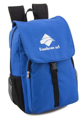 China Student Blue 600D Polyester Backpack School Double Shoulder Strap Custom for sale