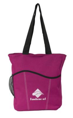 China Pink Polyester Eco Friendly Shopping Bags Promotional Tote Bags Lightweight for sale