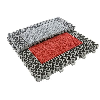 China Deerjie Non Slip Dusting Sand Scuffing Non Slip PVC Material Series Mats Brush Interlocker Entry Outdoor M Modular Door Mat for sale