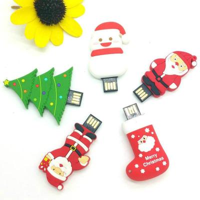 China Promotional Custom Christmas Tree Shape Christmas Snowman Stocking Drive USB Flash Drive 128G Logo Gift Custom Cartoon 8gb Pendrive 64gb for sale