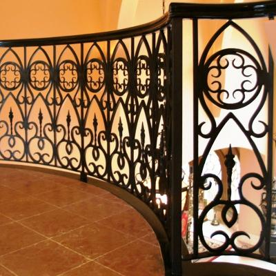 China Luxury Design Easily Assembled Stairs Railing Steel Iron Cut Out Patterns Balcony Railings Balustrade For Villa for sale