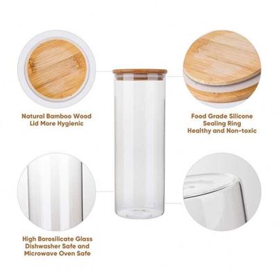 China NO 129013 Lid 200ml 300ml 500ml wooden airtigh glass food jar glass jar container with bamboo for sale