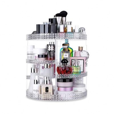 China YJ 423536 Sustainable Makeup Organizer 360 Degree Rotating Adjustable Acrylic Cosmetic Storage Display Case for sale