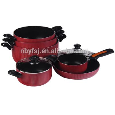 China Sustainable 174830 Carbon Steel Cookware 10 Pcs Nonstick Customize Cookware Set To Preserve Food for sale