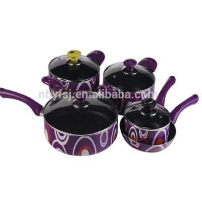 China YJ 174831 Sustainable Kitchenware 9 Pcs Carbon Steel Cooking Pot Cookware Set Nonstick for sale