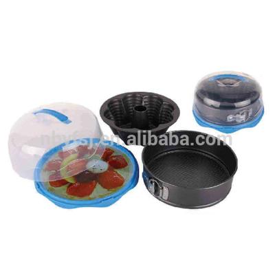 China YJ Springform Non-Stick Viable Bakeware Cake Baking Trays Sets With Plastic Lid For Sale for sale