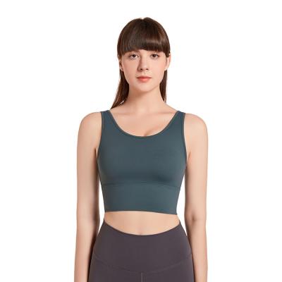 China Breathable High-elastic Custom Sports Bra Quick-drying Solid Color Solid Color Workout Seamless Yoga Bra for sale