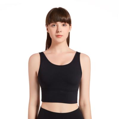 China Custom Made Simple Breathable Apparel Women Sports Black Yoga Bra for sale