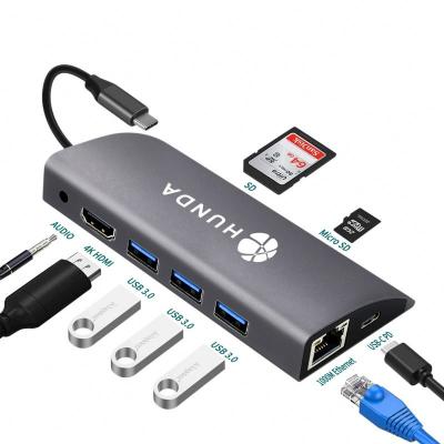 China Aluminum Alloy 9-in-1 USB Fast Charging Universal 87W Multi Port USB C Type-C HUB for sale