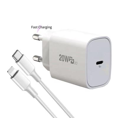 China Original Mobile Phone PD 20W Charger Adapter For iPhone 12 Pro Max Fast Charger EU USA Plug 20w USB-c Wall Charger For carregador de iphone for sale