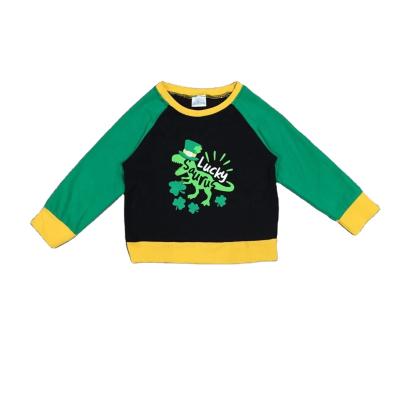 China Spring Boys Anti-Shrink St. Patrick Dinosaur Shamrock Print Raglan for sale