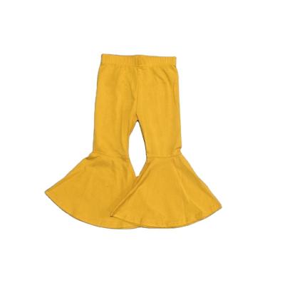 China Bell Girls Spring Winter Anti-Wrinkle Solid Bottom Mustard Yellow Long Pants for sale