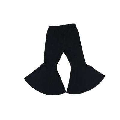 China Anti-wrinkle Winter Spring Girls Bell Bottom Solid Black Long Pants for sale