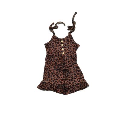 China Milk Brown Leopard Girls Summer Anti-pilling Silk Romper for sale