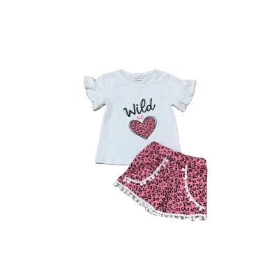 China Summer Casual Babies White Shirt Leopard Print Shorts Wild Outfit for sale