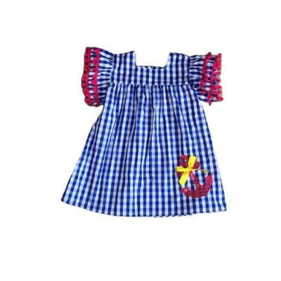 China Blue Sailor Babies Summer Anti-Pilling Plaid Shirt for sale