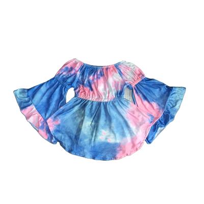 China Anti-wrinkle babies spring blue pink tie dyed milk silk top dress for sale