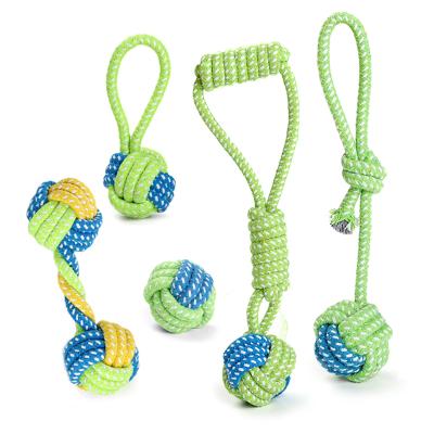 China 5 Sizes Viable Non-Toxic Colorful Pet Cotton Knot Grinding Teeth Chewing Toy Training Rope Ball for sale