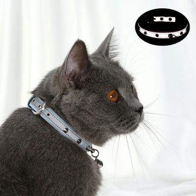 China PU LED Light Pet Cat Collar With Bell Safety Cat Collars Puppy Dog Collar for Cats for sale