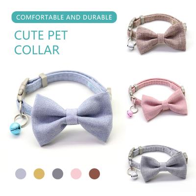 China Cat Collars For Small Medium Soft Comfortable Dogs Cats Accessories Quick Release Dog Bowtie Adjustable Goods Collars With Cute Bow Bells for sale