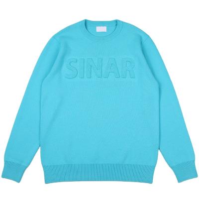 China custom Anti-wrinkle LOGO OEM and ODM men embossing sweaters jacquard knit pullover long sleeve knitwear winter crewneck knitted sweater men for sale