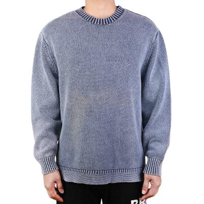 China Anti-wrinkle OEM/ODM custom mens tie dye sweaters pickling cotton knitwear pullover knit winter crewneck custom knitted sweaters men for sale