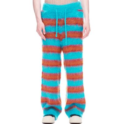 China custom OEM and ODM Anti-wrinkle men knit pants winter knitwear men knitted furry pants men mohair drawstring knit pants for sale