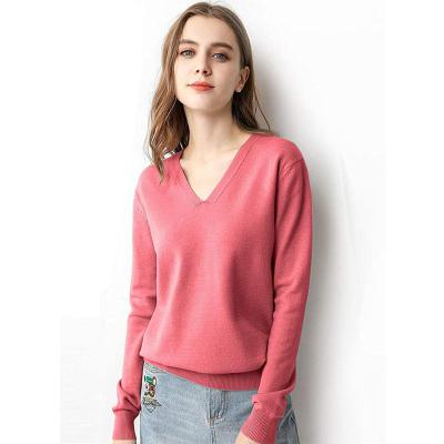 China Custom Anti-Wrinkle Women Sweater Long Sheath Women's Winter Apparel Casual V-Neck Knitwear Pullover Women Sweaters for sale