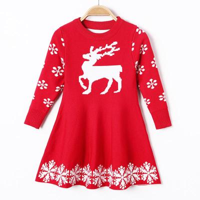 China OEM & ODM Custom Anti-shrink Kids Sweater Baby Knitwear Girls Cartoon Knit Jumpers Cotton Baby Christmas Sweater Dress for sale