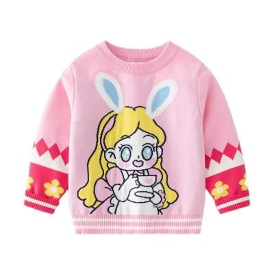 China OEM & ODM Custom Anti-shrink Kids Sweater Baby Cotton Knitwear Girls Cartoon Knit Pullovers Baby Pullover Knit Sweater for sale