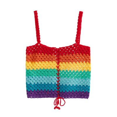 China Anti-wrinkle custom OEM and ODM crocheted women sweater vest hollow hand crocheted knitwear camisole sweater tops kint vest for sale