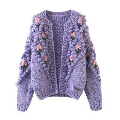 China OEM & ODM Custom Women's Anti-Wrinkle Hollow Winter Sweater Crocheted Hand Crocheted Crocheted Knitwear Cardigan Sweater Women for sale