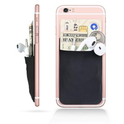 China Elastic Lycra Cell Phone Wallet Case Credit ID Card Holder Pocket Stick On 3M Adhesive for sale