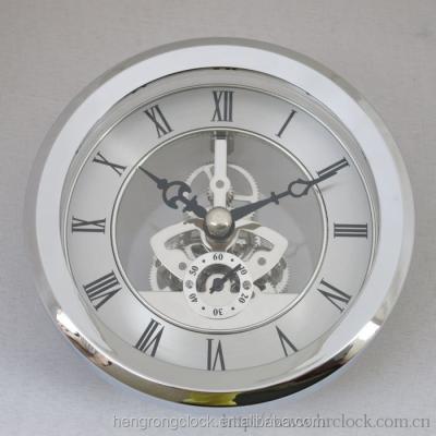 China Transparent Skeleton Metal Clock Inserts Silver Gold Metal Clock Fit Up Inserts en venta