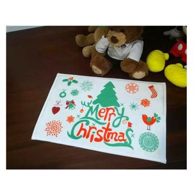 China Anti-bacteria 40*60cm Coral Fleece Floor Mats Merry Christmas Happy New Year Mat Entrance Mat for sale