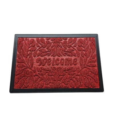 China Adhesive-Protective Machine Made Rubber Flowered Door Mat Border Polyester Eco-friendly Mat for sale