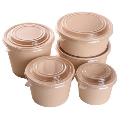 China Biodegradable Paper Bowl Paper Bowl Kraft Paper Eco-friendly Disposable Soup Bowl With Lid for sale