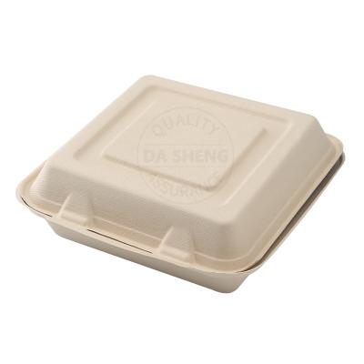 China Disposable Biodegradable Custom Sugar Cane Bagasse Takeout Tableware Clamshell Packaging for sale