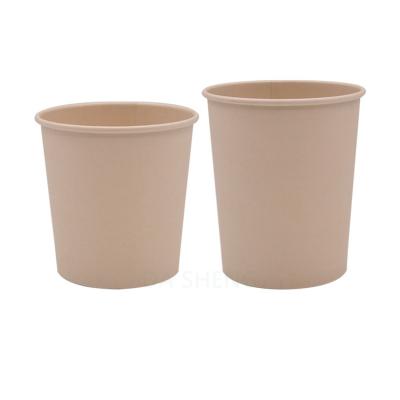 China Biodegradable Disposable Kraft Paper Soup Bucket Take Away Custom Printed Disposable Kraft Paper Soup Bowl for sale