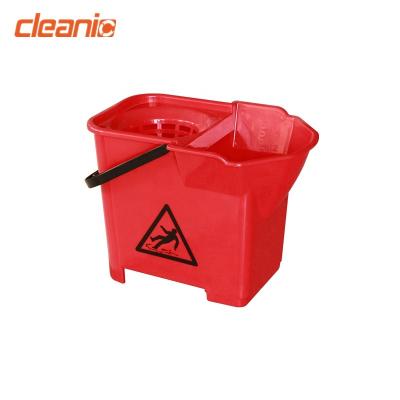 China Premium Small Broom Easy Clean Color Coded Plastic Rectangular Bucket With Built-In Wringer For Office Building School for sale