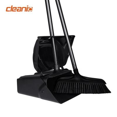 China Commercial Janitor Windproof Self Closing Rack Cleaning Products Wind Up Dust Pan And Mop With Long Handle for sale