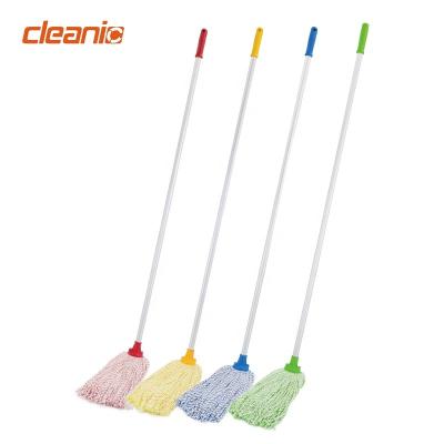 China Sustainable Commercial Microfiber Round Main Broom With Italian Screw Thread Aluminum Handle For Restaurant Floor Cleaning for sale