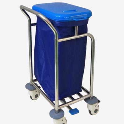 China Modern Hospital Bed Care Waste Sorting Truck With Single Pedal Control Foot Bin Steel Material Medical Waste Cart for sale