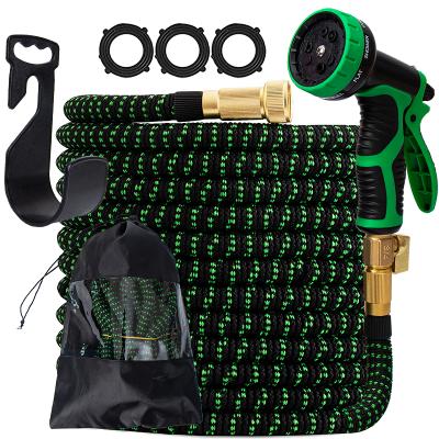 China Black&Green 75FT Adjustable Expandable Car Wash Water Hose Black&Green 75FT Rubber Water Irregation For Garden Hose for sale