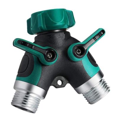 China 2 Way Garden Hose Connector 2 Way Y Hose Splitter With Shutoff Valve Garden Hose Splitter for sale